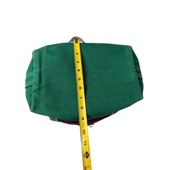 Lands End Canvas Tote Bag Navy Blue Green Cotton Open Top Pocket Key Clip 12in - Picture 9 of 10